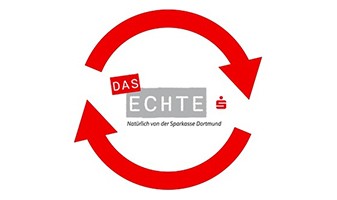 Logo Das Echte mit Halbkreispfeilen umgeben